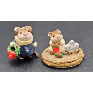 Vintage Christmas Wee Forest Folk Mice Pair WP 1983 William Petersen Miniatures